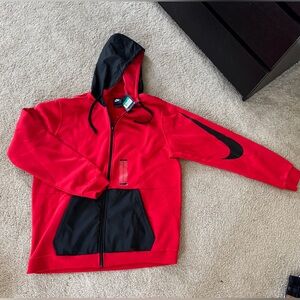 Nike Red and Black Zip-Up Hoodie